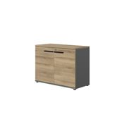 Rangement bas CONNEXION - L80 x H75 x P45 - 2 portes avec serrure - Chêne/anthracite