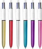 BIC 4 Colours Shine - Balpen met 4 kleuren - zwart, rood, blauw, groen - 1 mm - terugtrekbaar