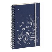 Agenda de poche spiralé Végétal Espace 16S - 1 semaine sur 2 pages -  9 x 16 cm - bleu - Exacompta