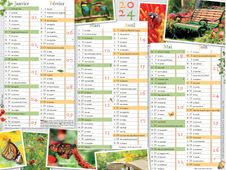 Calendrier Jardin calme - 6 mois par face - 21 x 26,5 cm - Oberthur