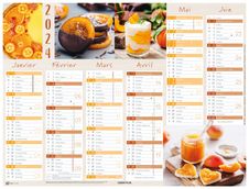 Calendrier Fruits - 6 mois par face - 40,5 x 55 cm - Oberthur