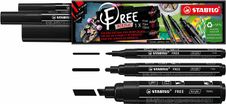 STABILO FREE - Pack de 3 marqueurs acryliques - noir - pointes mixtes