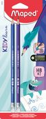 Maped Kidy'Learn - Blister de 2 Crayons graphite Blackpep's triangulaire HB - embout gomme + 1 guide doigts (41% matière recyclée)