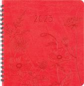 Agenda à spirale Primrose - 1 semaine sur 2 pages - 16,5 x 16,5 cm - corail - Oberthur