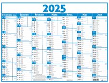Calendrier Classique - 7 mois par face - 43 x 55 cm - bleu - Oberthur
