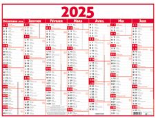 Calendrier Classique - 7 mois par face - 43 x 55 cm - rouge - Oberthur