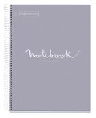 Miquelrius Emotions - Notitieboek - met spiraal gebonden - A4 - 80 vellen / 160 pagina's - van lijnen voorzien - 4 gaten - grijze hoes - karton bedekt met papier