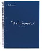 Miquelrius Emotions - Notitieboek - met spiraal gebonden - A4 - 80 vellen / 160 pagina's - van lijnen voorzien - 4 gaten - marineblauw - karton bedekt met papier