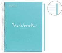 Miquelrius Emotions - Notitieboek - met spiraal gebonden - A4 - 80 vellen / 160 pagina's - van lijnen voorzien - 4 gaten - luchtblauw - karton bedekt met papier