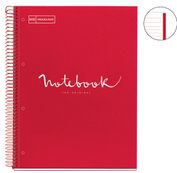 Miquelrius Emotions - Notitieboek - met spiraal gebonden - A4 - 80 vellen / 160 pagina's - van lijnen voorzien - 4 gaten - rood - karton bedekt met papier