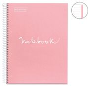 Miquelrius Emotions - Notitieboek - met spiraal gebonden - A4 - 80 vellen / 160 pagina's - van lijnen voorzien - 4 gaten - roze - karton bedekt met papier