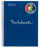 Miquelrius Emotions - Notitieboek - met spiraal gebonden - A5 - 120 vellen / 240 pagina's - van lijnen voorzien - 2 gaten - marineblauwe omslag - polypropyleen (PP)