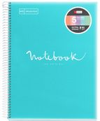 Miquelrius Emotions - Notitieboek - met spiraal gebonden - A5 (148 x 210 mm) - 120 vellen / 240 vellen - van lijnen voorzien - 2 gaten - luchtblauw - polypropyleen (PP)