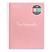 Miquelrius Emotions - Notitieboek - met spiraal gebonden - A5 - 120 vellen / 240 vellen - van lijnen voorzien - 2 gaten - roze - polypropyleen (PP)