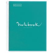 Miquelrius Emotions - Notitieboek - met spiraal gebonden - A4 - 80 vellen / 160 pagina's - Seyès - 4 gaten - turquoise - polypropyleen (PP)