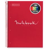 Miquelrius Emotions - Notitieboek - met spiraal gebonden - A4 - 120 vellen / 240 pagina's - van lijnen voorzien - 4 gaten - rood - karton bedekt met papier