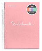 Miquelrius Emotions - Notitieboek - met spiraal gebonden - A4 - 120 vellen / 240 pagina's - van lijnen voorzien - 4 gaten - roze hoes - karton bedekt met papier