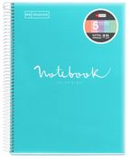 Miquelrius Emotions - Notitieboek - met spiraal gebonden - A4 - 120 vellen / 240 pagina's - van lijnen voorzien - 4 gaten - luchtblauw - polypropyleen (PP)