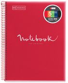 Miquelrius Emotions - Notitieboek - met spiraal gebonden - A4 - 120 vellen / 240 pagina's - van lijnen voorzien - 4 gaten - rood - polypropyleen (PP)