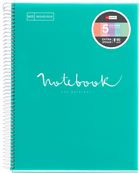 Miquelrius Emotions - Notitieboek - met spiraal gebonden - A4 - 120 vellen / 240 pagina's - van lijnen voorzien - 4 gaten - turquoise - polypropyleen (PP)