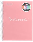 Miquelrius Emotions - Notitieboek - met spiraal gebonden - A4 - 120 vellen / 240 pagina's - van lijnen voorzien - 4 gaten - roze - polypropyleen (PP)