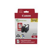 Canon PG-585XL/CL-586XL Photo Value Pack - 2 - hoog rendement - zwart, kleur (cyaan, magenta, geel) - hangdoos - inktcartridge / papierset