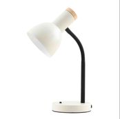 Lampe de Bureau ANDONIOS - bois et métal blanc