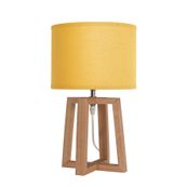 Lampe de Bureau BECKER - bois et tissu  moutarde