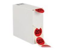 Logistipack - Rouleau de 500 étiquettes -20% en boîte distributrice - Rouge