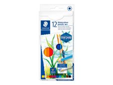 STAEDTLER 146 10C - kleurpotlood - zacht - zwart, rood, blauw, groen, lichtblauw, geel, oranje, perzik, donkermauve, wilgengroen, bordeaux, van dyke bruin (pak van 12)