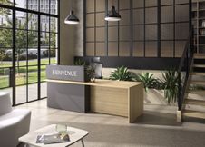 Banque d'accueil droite personnalisable ZOOM - L80 cm - chêne bocage