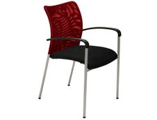 4 MT MTGA-3157 - Stoel - armsteunen - plastic, aluminium, textiel - rood