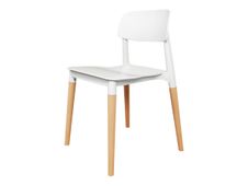 4 MT PW018 - Stoel - bezoeker - hout, polypropyleen - wit