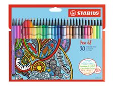 STABILO Pen 68 - pen met vezelpunt - verschillende kleuren (pak van 30)