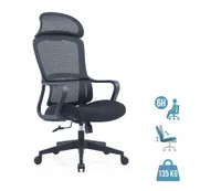 Fauteuil de bureau Richard - accoudoirs fixes - têtière intégré - noir