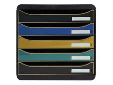 Exacompta NeoDeco - ladekast - voor A4, A4 Plus - zwart, blauw, goud
