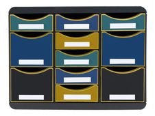 Exacompta NeoDeco Multi - ladekast - voor A4 Plus - zwart, blauw, goud
