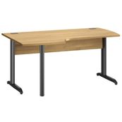 Gautier office JAZZ+ - tafel - rechthoekig gebogen (links) - antraciet grijs, bocage-eiken