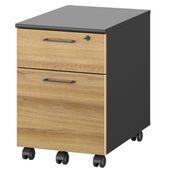 Caisson mobile JAZZ+ - Profondeur 60 cm - 2 tiroirs - monté - chêne du bocage
