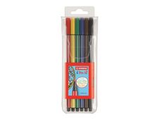 STABILO Pen 68 - pen met vezelpunt - zwart, groen, geel, bruin, ultramarijn, karmozijn (pak van 6)