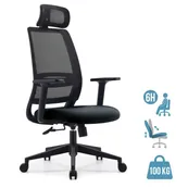 Fauteuil de bureau OPEN - accoudoirs réglables - appuie-tête réglable - noir