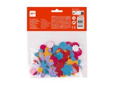 APLI kids - Decoratiesticker - bloem - 2 - 5 cm - blauw, lila, oranje, rood, roze, groen - permanent - vilt (pak van 50)