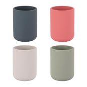 APLI Up North - Potloodbeker - siliconen - blauwgrijs, beige, koraalroze, groen (pak van 12)