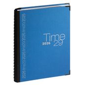 Exacompta Time 29W - Agenda  2025 - 1 jour par page - reliure à anneaux métalliques - bureau - A4 - toilé - bleu