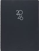 Agenda à spirale Portland - 1 semaine sur 2 pages - 22 x 28 cm - noir - Oberthur