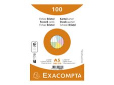Exacompta Bristol - Indexkaart - A5 (148 x 210 mm) - 100 vellen - wit, geel, roze, blauw, groen - met lijnen