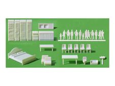 Schulcz - Modeldetail - apartment furniture, silhouette figures - wit