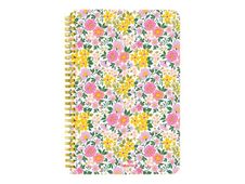 Oberthur Bali - Notitieboek - wire-o - B6 (125 x 176 mm) - 100 vellen / 200 pagina's - ivoorkleurig papier - met lijnen - gebloemd - gele hoes