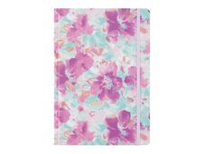 Oberthur Caracas - Notitieboek - A5 (148 x 210 mm) - 100 vellen / 200 pagina's - ivoorkleurig papier - met lijnen - pink flowers - roze hoes