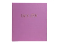 Exacompta POP'N CO - Livre d'or - 210 x 190 mm - 70 feuilles / 140 pages - papier blanc - couverture lilas - carton recouvert de papier, tissu